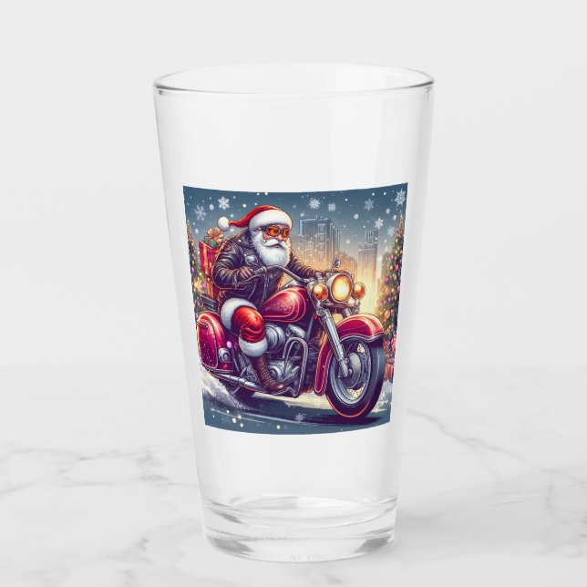 Copo De Pint Santa Claus en mode motard (Frente)