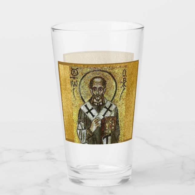 Copo De Pint Santo Católico do Ícone Ortodoxo L John Chrysostom (Frente)