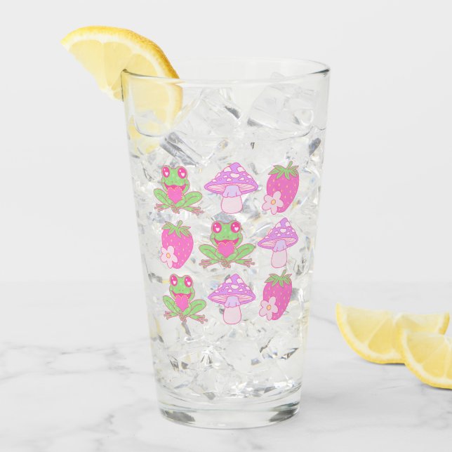 Copo De Pint Sapo Kawaii, Cogumelo e Morango (Gelo frontal)