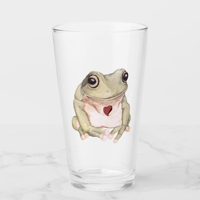 Copo De Pint Sapo verde desenhado à mão (Frente)