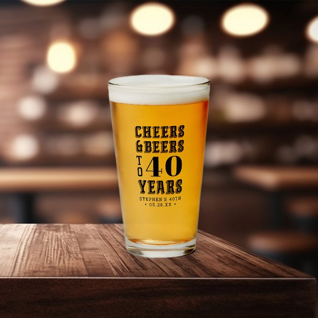 Copo De Pint Saúde e Cervejas aos 40 anos Qualquer Aniversário  (Criador carregado)
