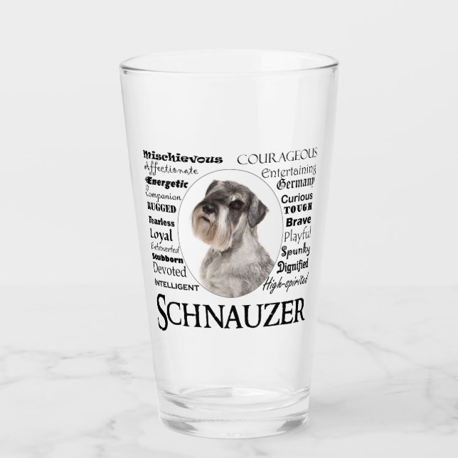 Copo De Pint Schnauzer Traça Vidro Tumbler (Frente)