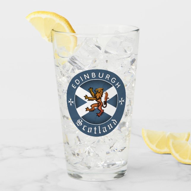 Copo De Pint Scotland Glass, Rampant, Edinburgh, Scottish Flag (Gelo frontal)