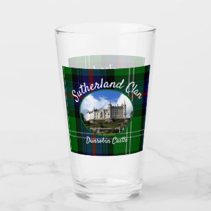 Copo De Pint Scottish Sutherland Clan Castle Tartan Glass Cup
