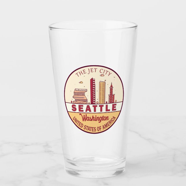 Copo De Pint Seattle Washington City Skyline Emblem (Frente)