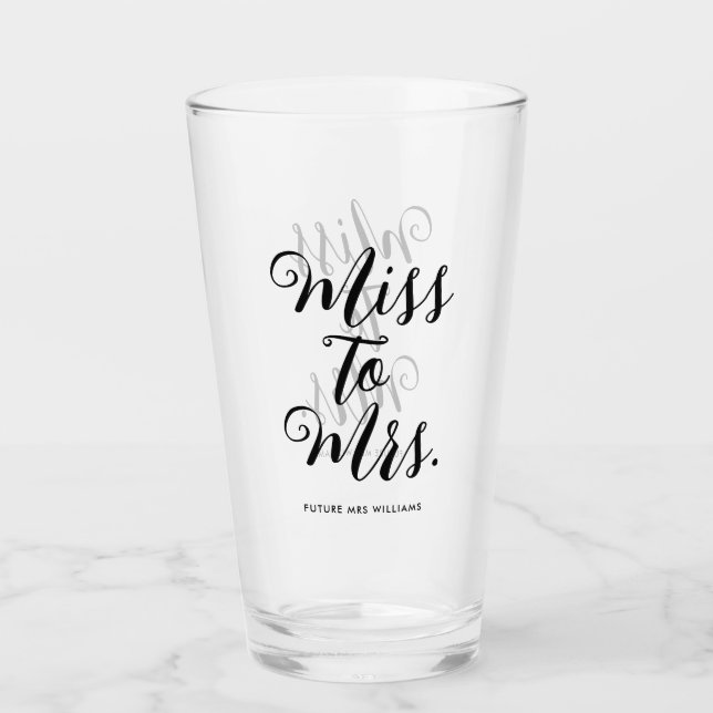 Copo De Pint Senhorita à Sra. Chá de panela Modern Bachelorette (Frente)