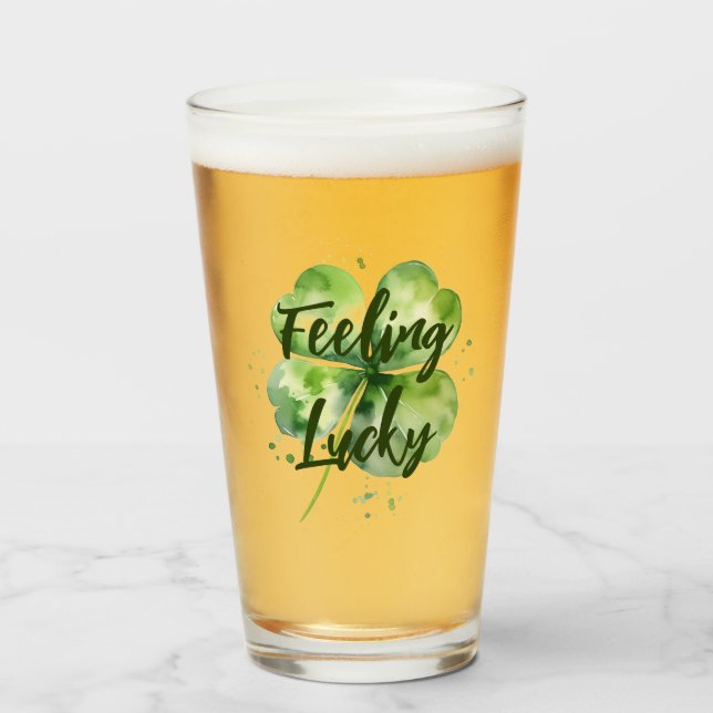 Copo De Pint Sentir sorte | Folha de Clover | Ruas, Patrick (Frente (Preenchido))