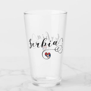 Copo De Pint Sérvia Flag Heart, República Srbija