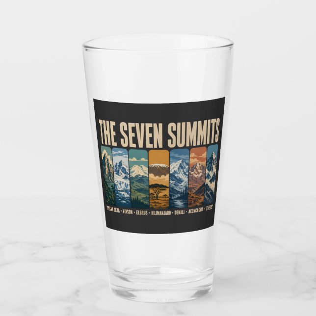 Copo De Pint Seven Summits Mountain Landmarks Illustration (Frente)