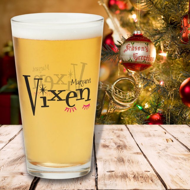 Copo De Pint Sexy Vixen Reindeer Vidro de Natal Rosa (Criador carregado)