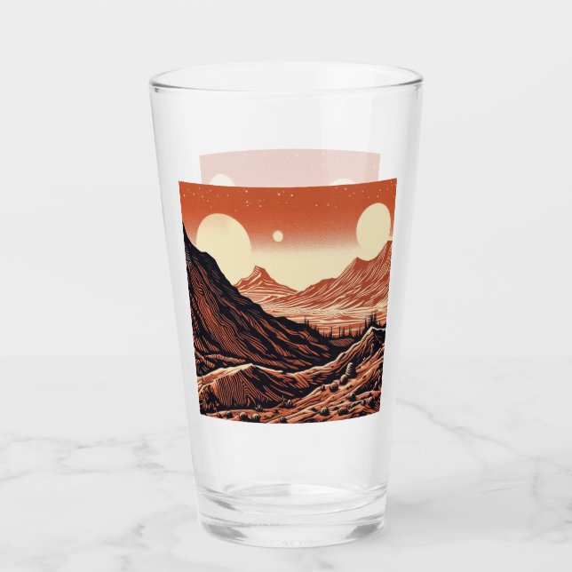Copo De Pint SF Mars Landscape Woodcut 4 (Frente)
