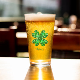 Copo De Pint Shamrock do Coração Verde Personalizado