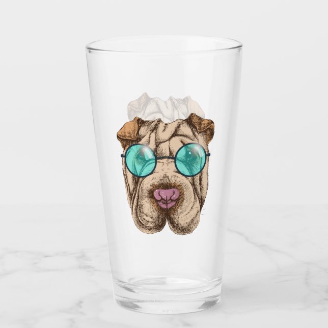 Copo De Pint Sharpei nos óculos de sol (Frente)
