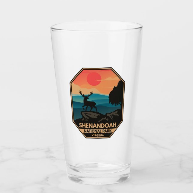 Copo De Pint Shenandoah National Park Deer Minimamente Emblem R (Frente)