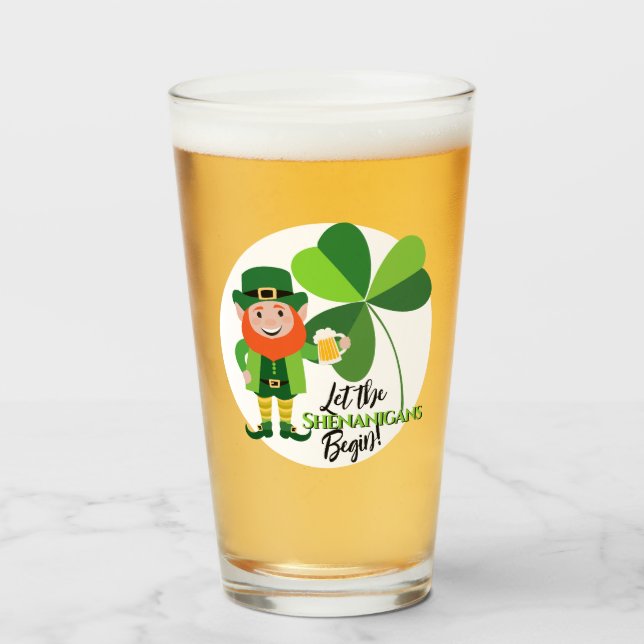 Copo De Pint Shenanigans Leprechaun Shamrock Rua dia de Patrick (Frente (Preenchido))