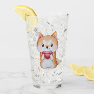Copo De Pint Shiba Inu Segurando Um Coração