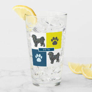 Copo De Pint Shih Tzu Silhouette Dog & Paw Y&B Grid
