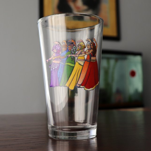 Copo De Pint Shimmy til you drop Rainbow Belly Dancer Art Belly (Criador carregado)