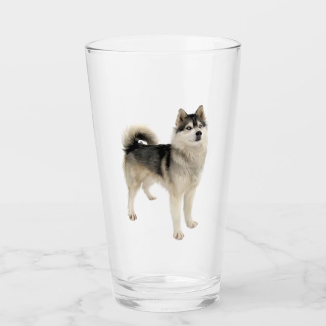 Copo De Pint Siberian Husky Malamute Pet Dog Vidro (Frente)