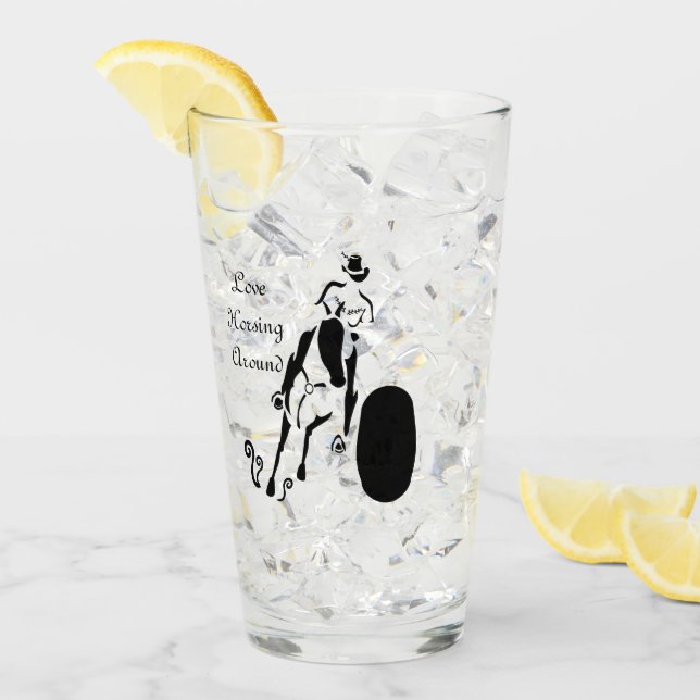 Copo De Pint Silhouette Cowgirl Barrel Racing (Gelo frontal)