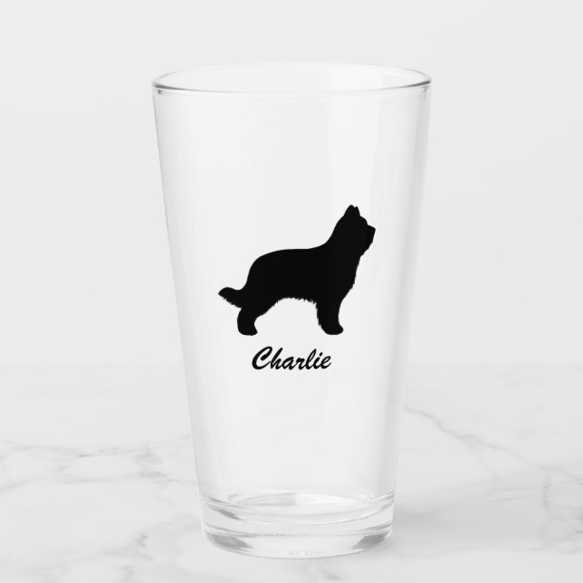 Copo De Pint Silhouette de Cachorro Briard Personalizado (Frente)