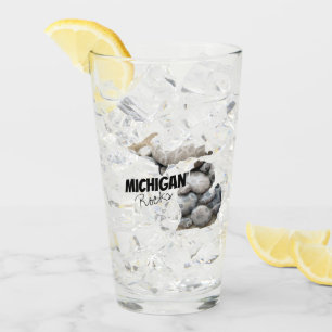 Copo De Pint Silhouette Michigan Cheio De Pedras De Petoskey