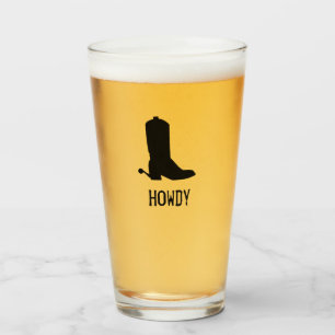 Copo De Pint Silhueta de Bota de Cowboy HOWDY Esporas Preto Div