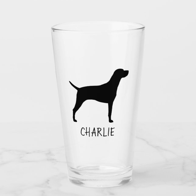 Copo De Pint Silhueta do cão de Vizsla personalizada (Frente)