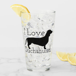Copo De Pint Silhueta do cão do Dachshund eu amo Dachshunds