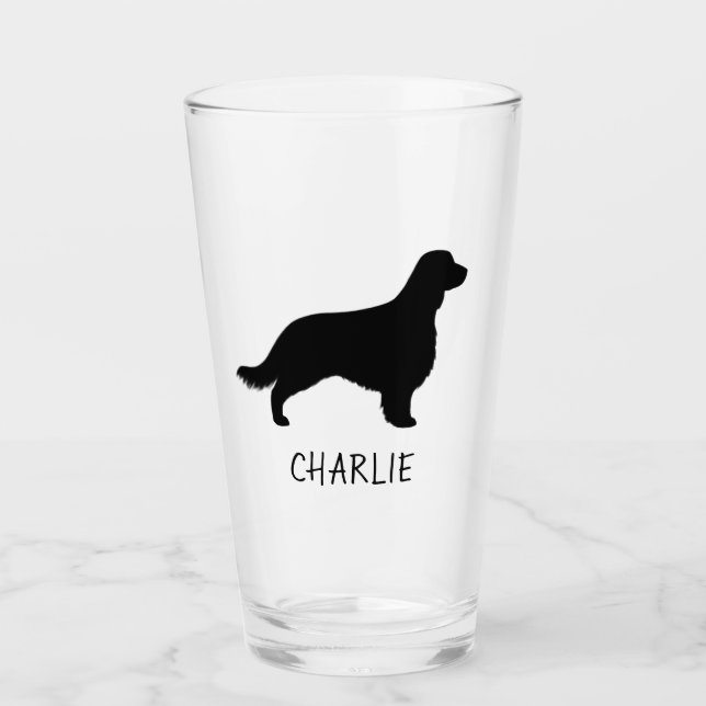 Copo De Pint Silhueta Espanhola Welsh Springer com Cauda Longa (Frente)