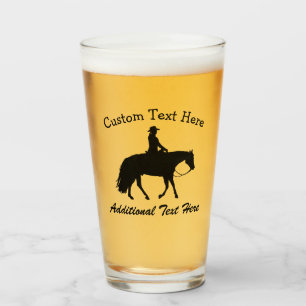 Copo De Pint Silhueta ocidental preta de galope do cavalo do