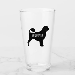 Copo De Pint Silhueta portuguesa do cão de água personalizada