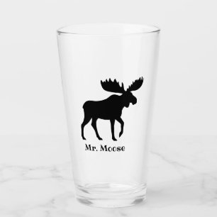 Copo De Pint Silhueta preta dos alces personalizada