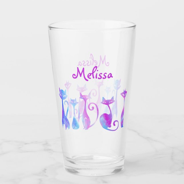 Copo De Pint Silhuetas Adoráveis De Gatos (Frente)