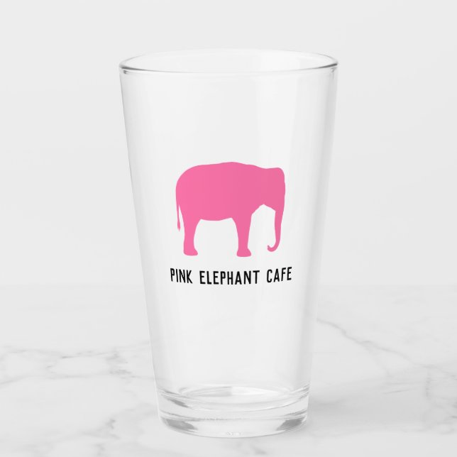 Copo De Pint Silhuette de elefante rosa personalizado (Frente)