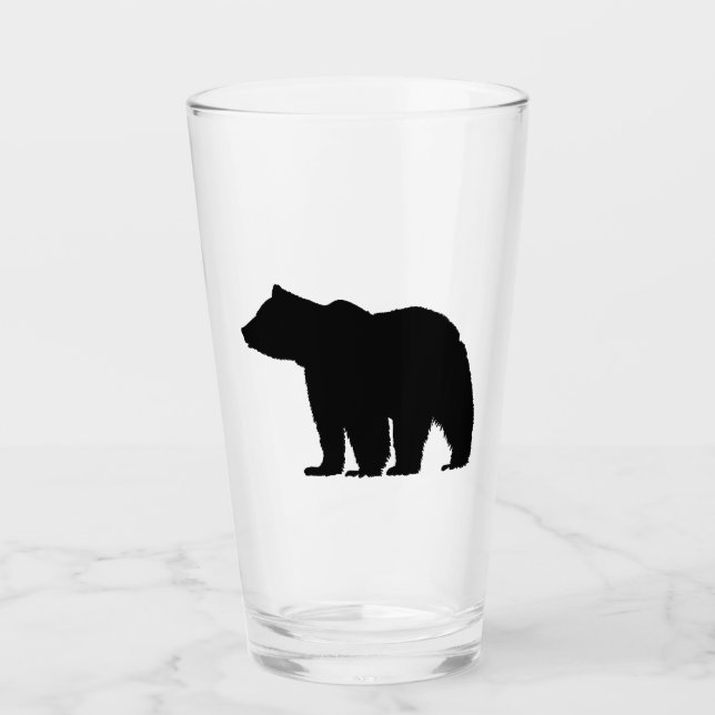 Copo De Pint Silhuette de Urso Negro (Frente)