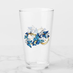 Copo De Pint Símbolo infinito de borboletas azuis Morpho