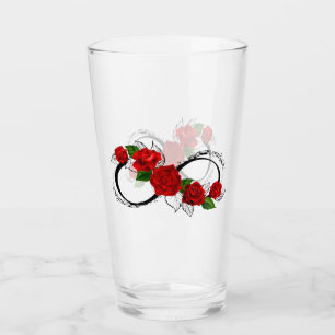 Copo De Pint Símbolo Infinity com Rosa vermelha