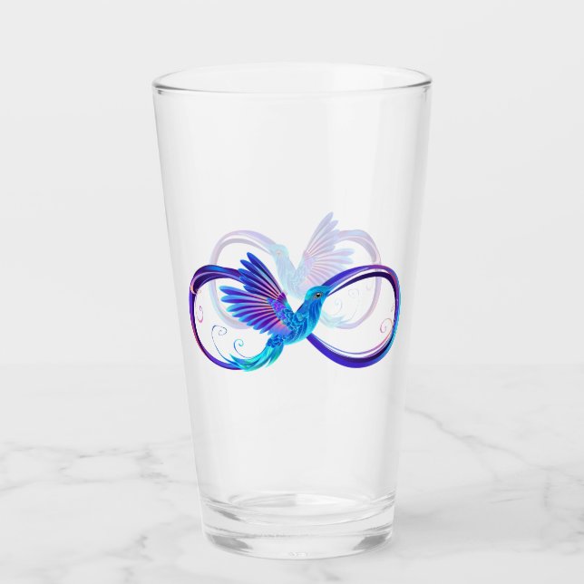 Copo De Pint Símbolo Neon Infinity com Hummingbird brilhante (Frente)