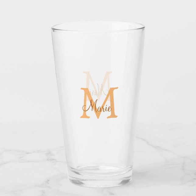 Copo De Pint simple minimal add name monogram orange brown  thr (Frente)