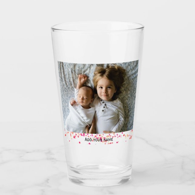 Copo De Pint simples adicione seu texto de foto textura de estr (Frente)