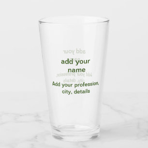 Copo De Pint Simples minimal verde adicione seu texto nome foto
