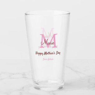 Copo De Pint simples monograma mínimo de dia de as mães cor-de-