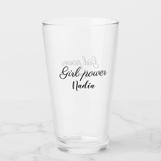 Copo De Pint simples poder feminino minimal adicionar nome text (Frente)
