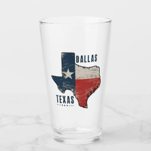Copo De Pint Sinalizador de Mapa Estatal de Dallas Texas