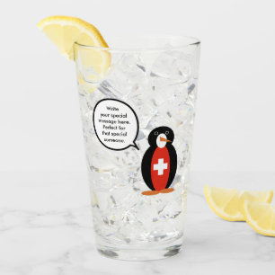 Copo De Pint Sinalizador suíço Falando Sra. Penguin Personaliza