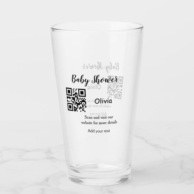 Copo De Pint site simples de chá de bebê código de barras QR ad (Frente)