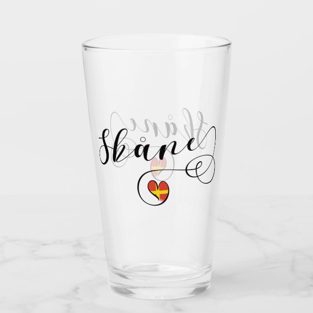 Copo De Pint Skåne Flag Heart, Suecia, Scania (Frente)