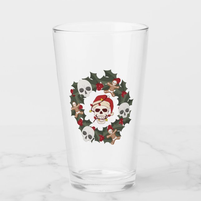 Copo De Pint Skeleton Christmas Wreath em um (Frente)
