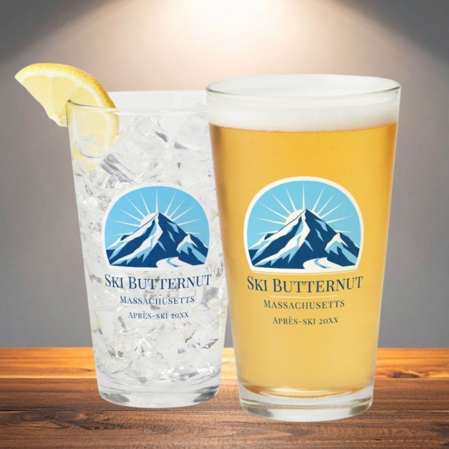 Copo De Pint Ski Butternut Basin Massachusetts ski resort glass (Criador carregado)